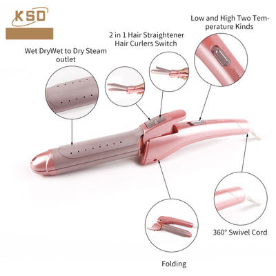 Styling de cheveux humide à sec pliable 2 en 1 Détirer les boucles de cheveux avec plaque en céramique